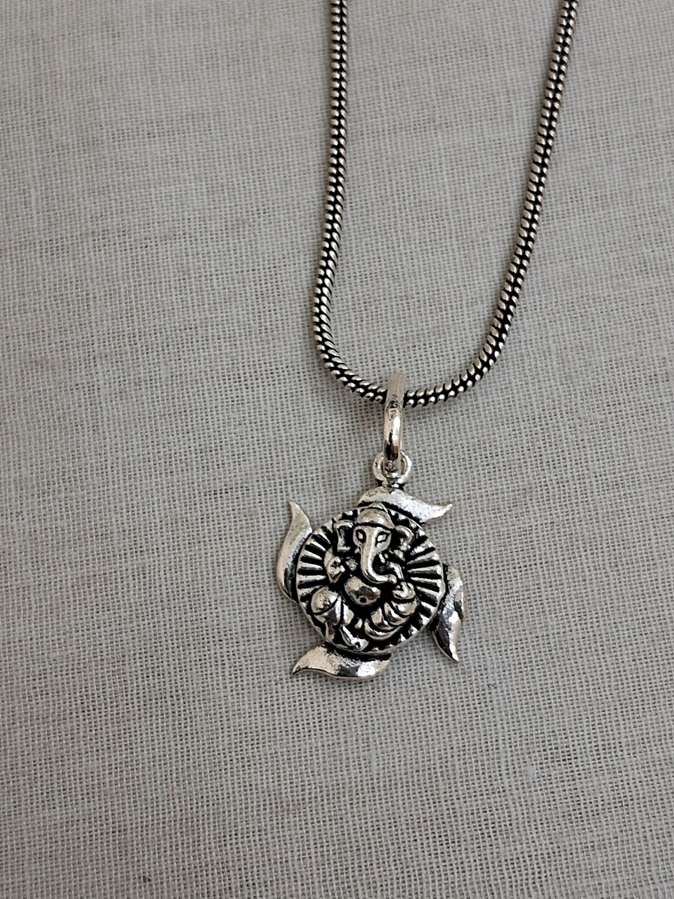 ganesha silver swastik pendant