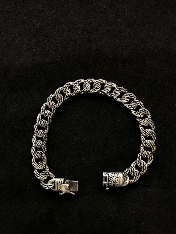 Solid 925 Sterling Silver Cuban Link Chain Bracelet