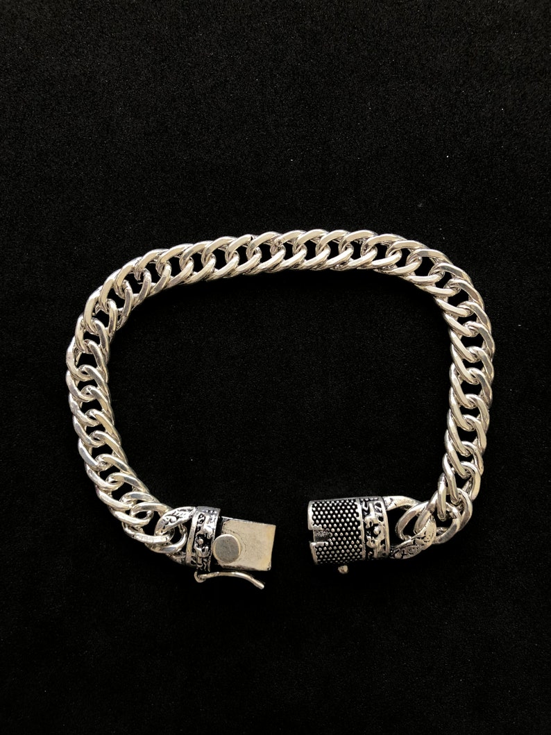 Bracelet gourmette cubain en argent sterling, 20 pouces bracelet gourmette pour homme, bijoux faits main à Bali, cadeau pour frère/marié/ami/fils image 3