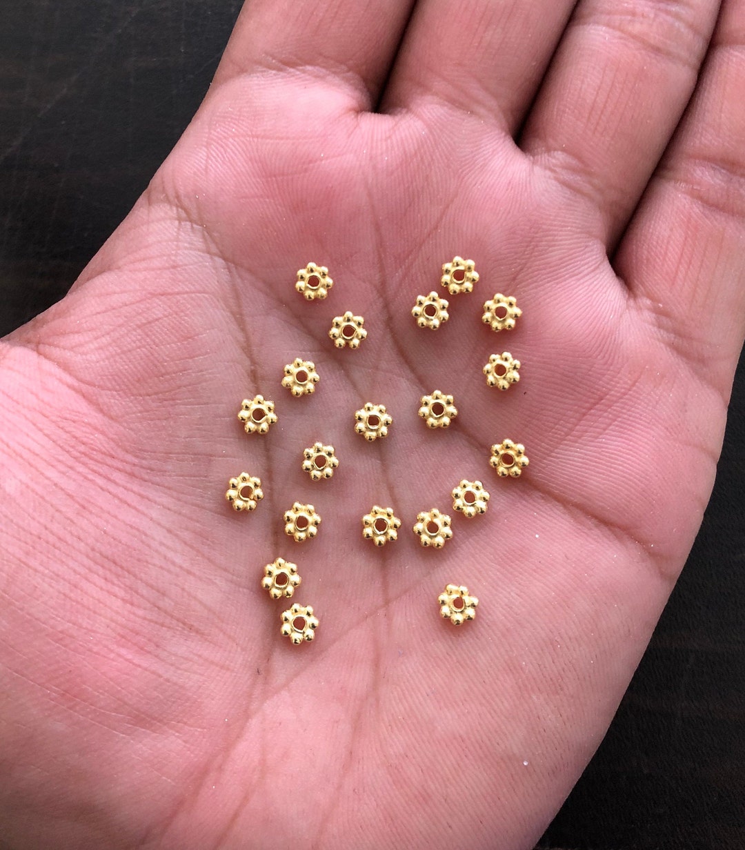 5mm 50pc Gold Daisy Spacers 92.5 Sterling Silver Spacer Etsy