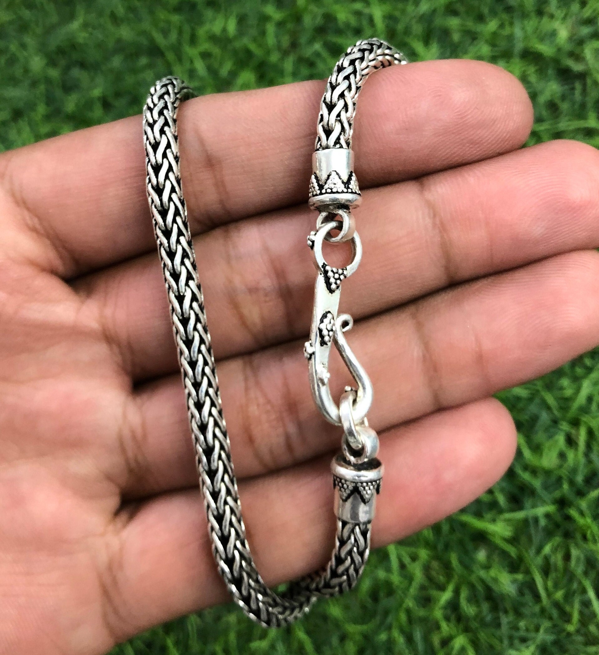 Handmade Foxtail Chain Necklace, 5mm Bali Foxtail Chain, Handmade Bali