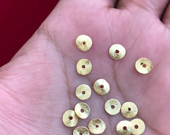 6mm-25/50/100 Gold Wavy Heishi Disc Spacer Beads, 92.5 Sterling Silver Potato Chips Bead. Gold Plated Brushed Spacer Bead For Jewelry Making