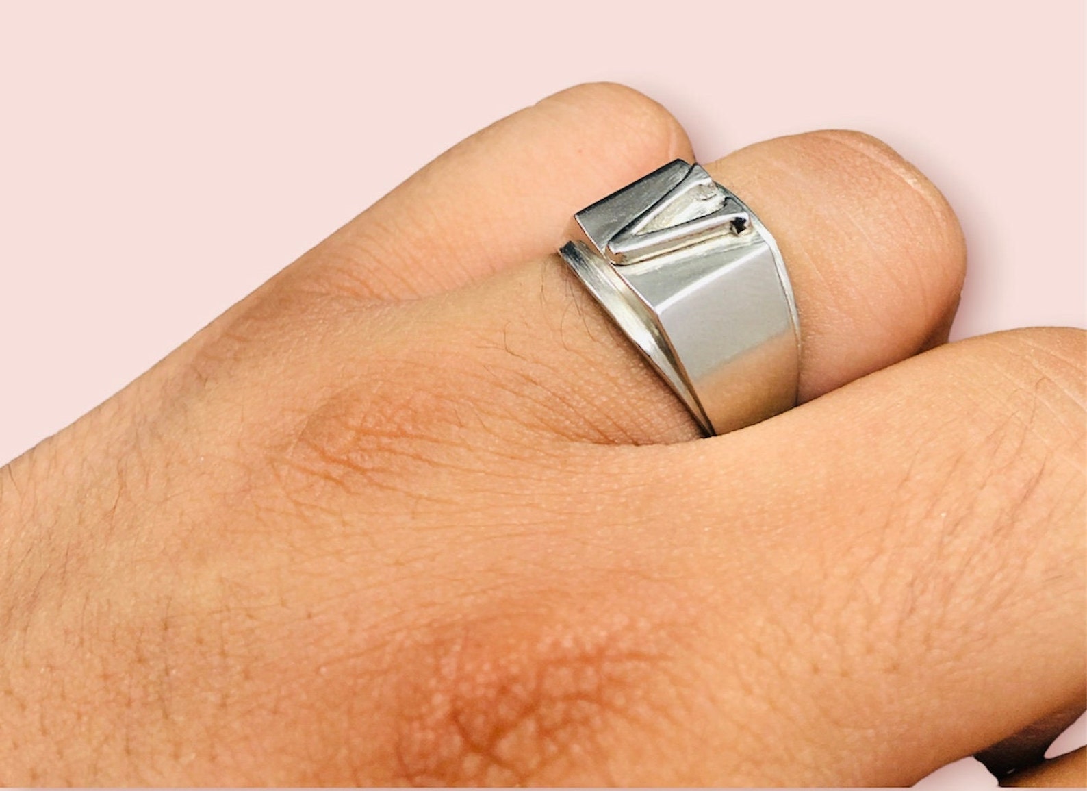 Chunky Initial Ring, 92.5 Silver Ring, Men's Initial Ring, Women ...