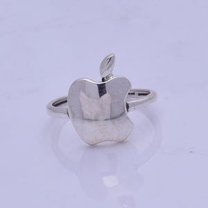 Fruit ring, The perfect gift for Apple lovers, made of 92.5 Sterling Silver Apple ring, Apple logo Midi ring,  Modern ring, Chunky ring Gift