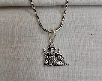 925 Sterling Silver Lord God Ganesha Pendant, Spiritual Necklace, Sitting Ganpati Charm Pendant, Religious Pendant, Indian Ganpati Charm Gif