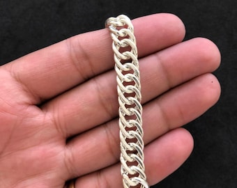 Curb Chain Bracelet For Men, 925 Solid Silver Bracelet, Cuban Link Silver Bracelet Gift For Husband, Men Bracelet, Handmade Bracelet Jewelry