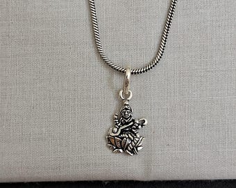 Ciondolo Sarasvati in argento sterling 925, ciondolo dea della musica, collana con ciondolo dea Trivedi, Sarasvati Veena che suona, ciondolo dea indù