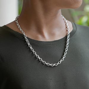 Sterling Silver 7MM Oval Cable Chain, Sterling Silver Cable Chain, Anchor Cable Chain Necklace, Men&#39;s cable chain, Unisex chain, For Her Him