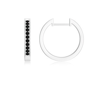 Black Zircon Hoop Earrings, Tiny Huggies in 925 Solid Silver, Huggie Earrings, Hoop Earrings Birthday Gift, Fine Jewelry By RK Export Store