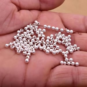 4mm 925 Sterling Silver Spacer Beads, Bright Shiny Silver Balls, Round 925 silver Ball Beads For Jewelry Making, 925 Findings, For Necklace