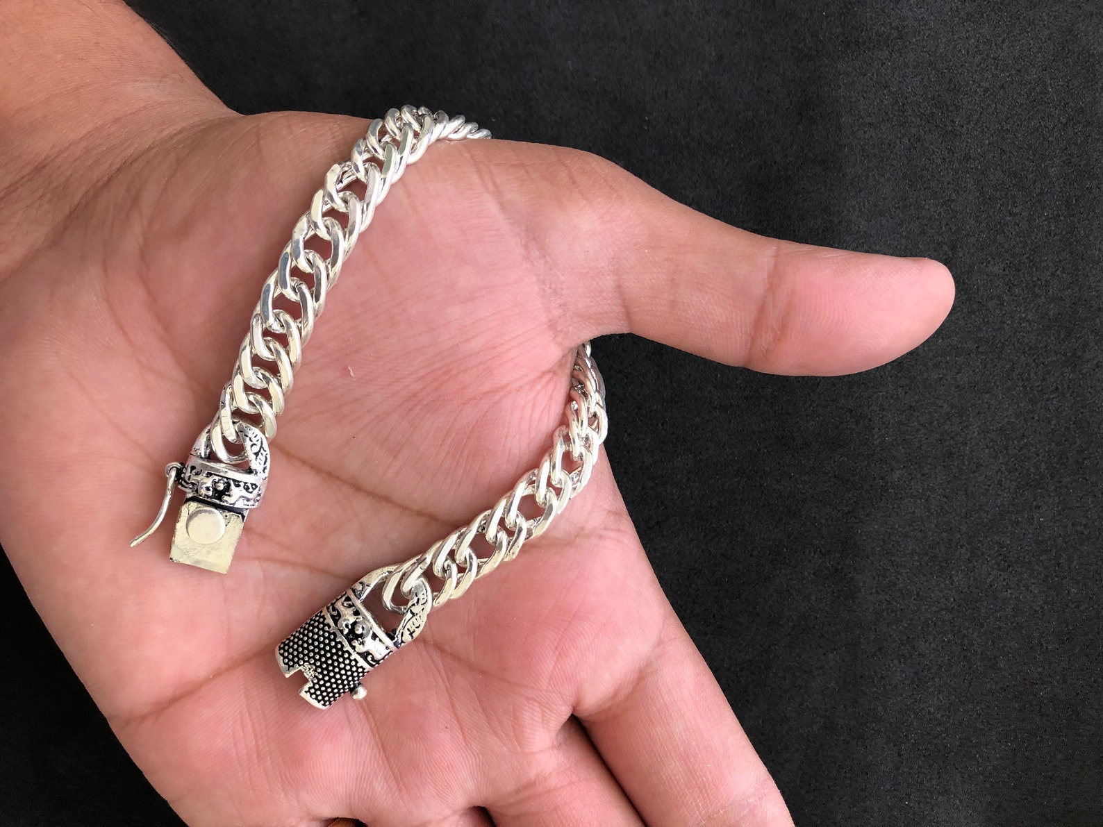 15mm Cuban Link Bracelet - 8-10 Inch 316L Stainless Steel Men's Chain, Silver Finish 4 thumbnail image