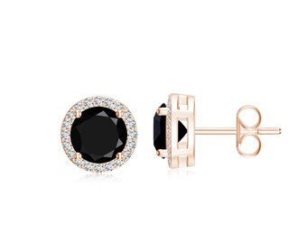 Zwarte onyx ronde CZ-halo-oorknopjes, zwarte onyx-oorbellen, ronde zwarte edelsteenoorbellen, geboortesteenoorbellen, 925 sterlingzilveren stekers