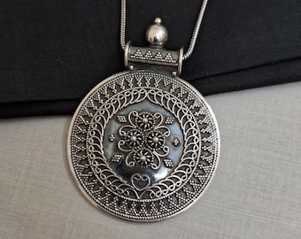 925 Sterling Silver Pendant, Antique Silver Tribal Pendants, Ethnic Pendant, Tribal Pendant, Vintage Pendant, Oxidized Pendant For Unisex