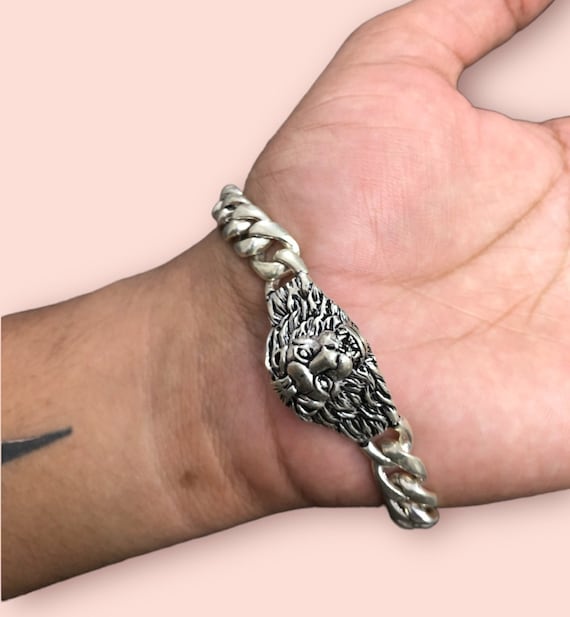 Buy Men Sterling Silver Lion Bracelet, Lion Head Bracelet, Adjustable  Bracelet, Handmade Silver Bracelet, Gift for Him, Cuff Bracelet Jewelry  Online in India - Etsy