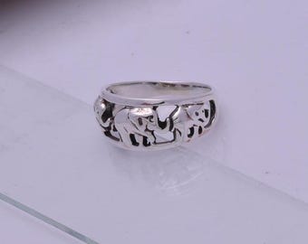 Elephant Ring, Handmade Silver Ring, 925 Sterling Silver Ring, Silver Elephant Ring, Gift for her, Elephant Band Designer Ring, Promise Ring