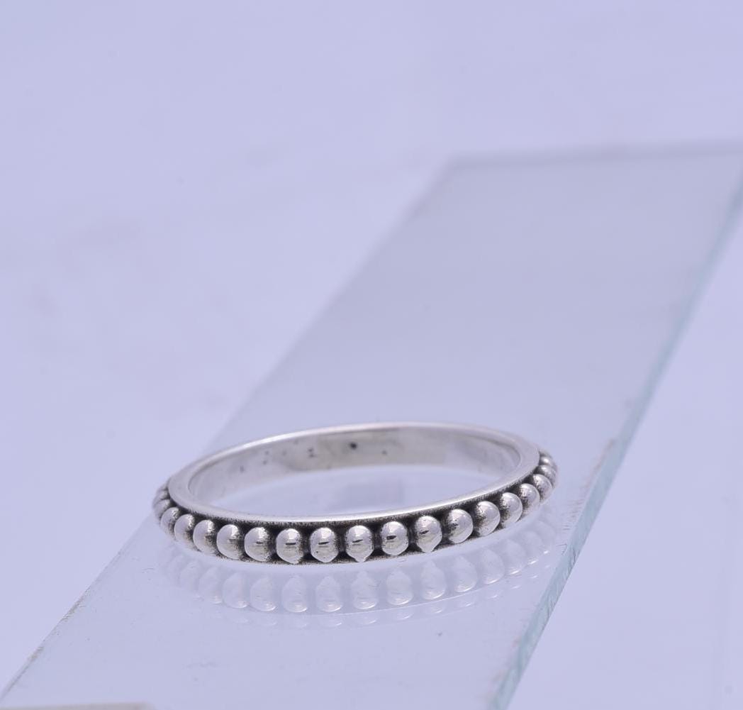 Silver Beaded Rings 925 Sterling Silver Bead Ring, Bead Stacking Ring, Minimalist Ring ...