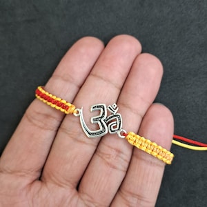925 Sterling Silver Oxidized Om Rakhi For Brother, Lord Shiva Om Thread Bracelet, Spiritual Meditation Bracelet, Mahakal Rakhi, Gift For Her