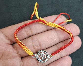 Lord Shiva Thread Bracelet, Hindu Religious OM Rakhi, 925 Sterling Silver Handmade Rakhi, Spiritual Meditation Bracelet, Mahakal Rakhi, Gift