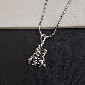 925 Lord Shiv Pendant, Sterling Silver Mahakal Trishul Pendant, Oxidized God Pendant, Indian Lord Shiva Pendant, For Son, Religious Pendant