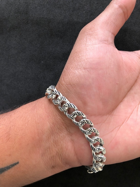 Tennis Bracciale Bracciale Tennis Uomo In Argento Massiccio 925 - Foto 7