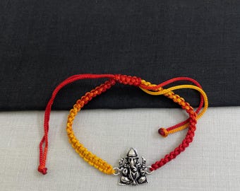 Lord Gansha Rakhi Bracelet for Brother | Traditional and Spiritual Raksha Bandhan Rakhi for Bhaiya | Thread Rakhi Bracelet For Brother Gift