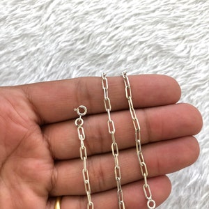 925 Italian Solid Sterling Silver Paperclip Chain Necklace, Chain For Men Women, Rectangle Link Chain Necklace, Gift For Her, Handmade Chain image 6
