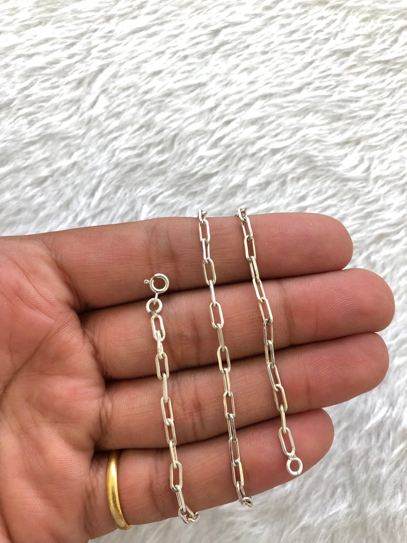 925 Italian Solid Sterling Silver Paperclip Chain Necklace, Chain For Men Women, Rectangle Link Chain Necklace, Gift For Her, Handmade Chain image 6