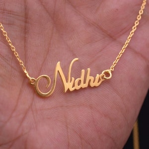 Collar con nombre personalizado de oro 925, collar con nombre de oro de 18 quilates, collar con nombre de niño, regalo de cumpleaños para ella, joyería de plata minimalista, regalo para mamá