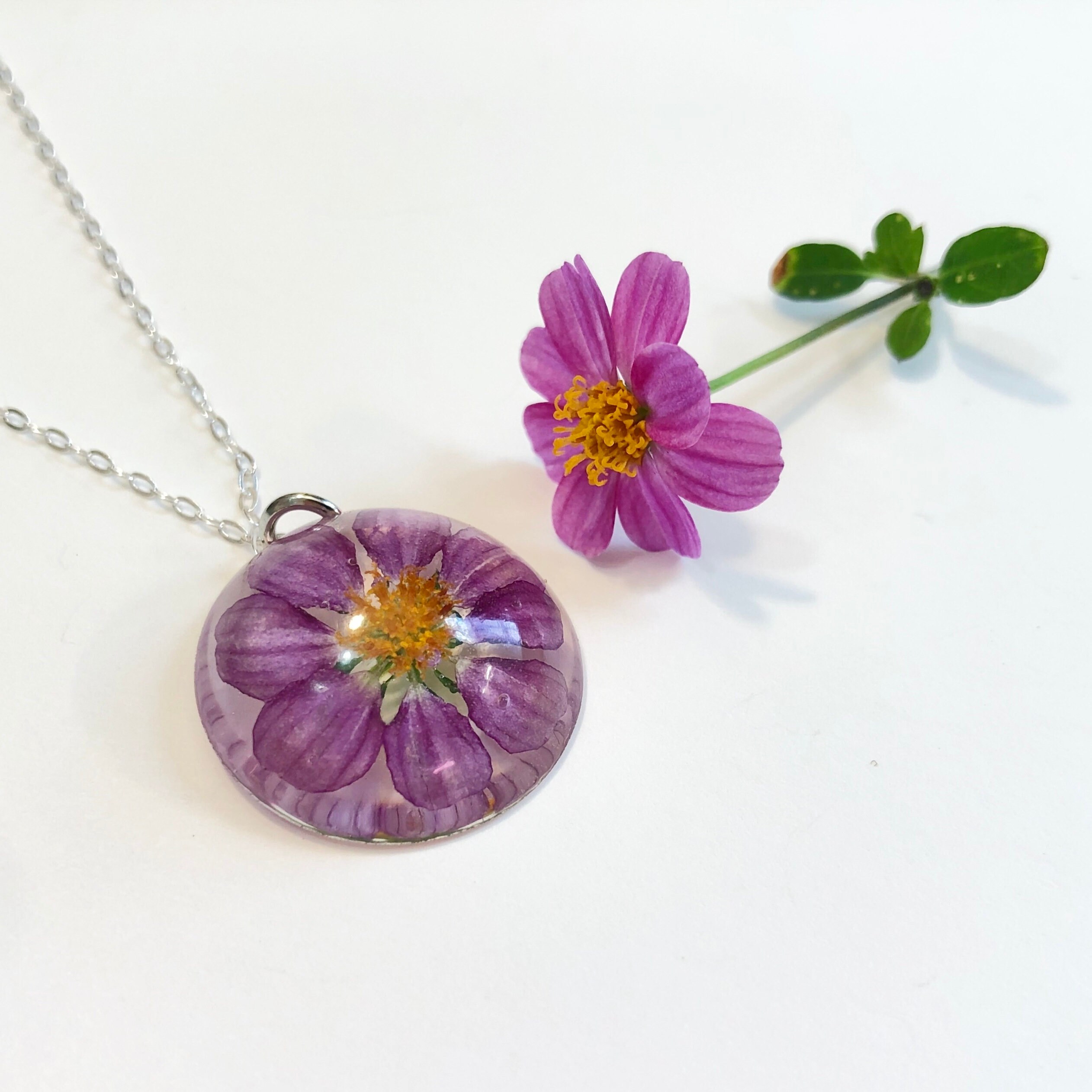 Sweet Pink Real Flower Necklace Etsy