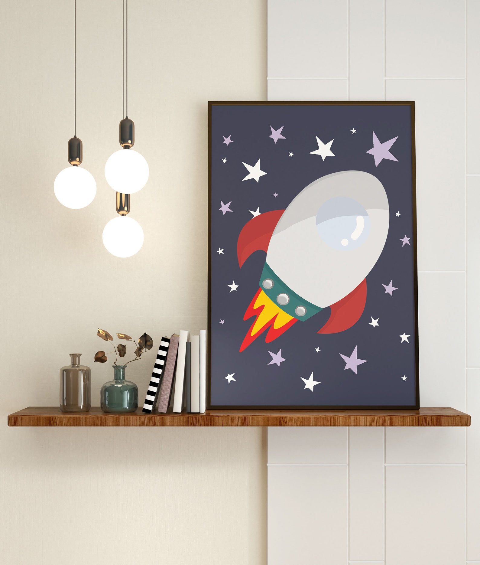 Spacecraft Art Spaceship Print Rocket Wall Art Nursery Etsy