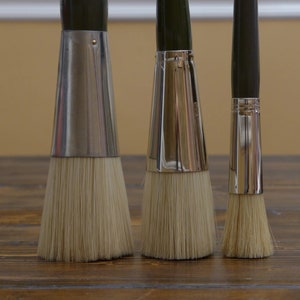 3pcs Stencil Brushes 4-8-10 White Bristle Short Wooden Handle 