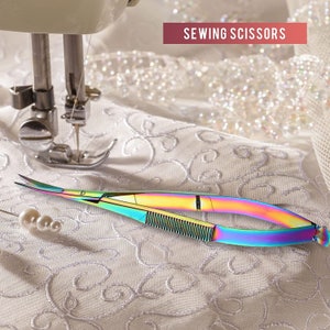 2 Pieces 4.7 Inch Embroidery Sewing Scissors Spring Action Curved Scissors Thread Snips Micro Tip Scissors Stainless Steel image 3