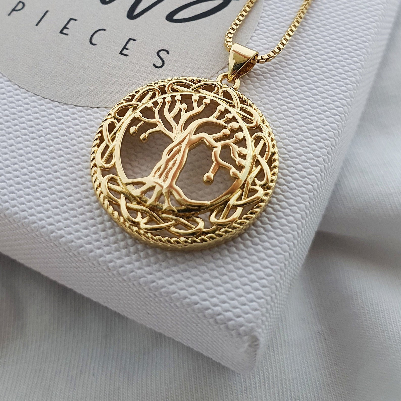 18k Gold Tree Of Life Birthstone Pendant Necklace Gold Tree Etsy