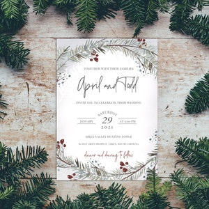 Winter Wedding Invitation Template, Printable, DIY Template APRIL - Etsy