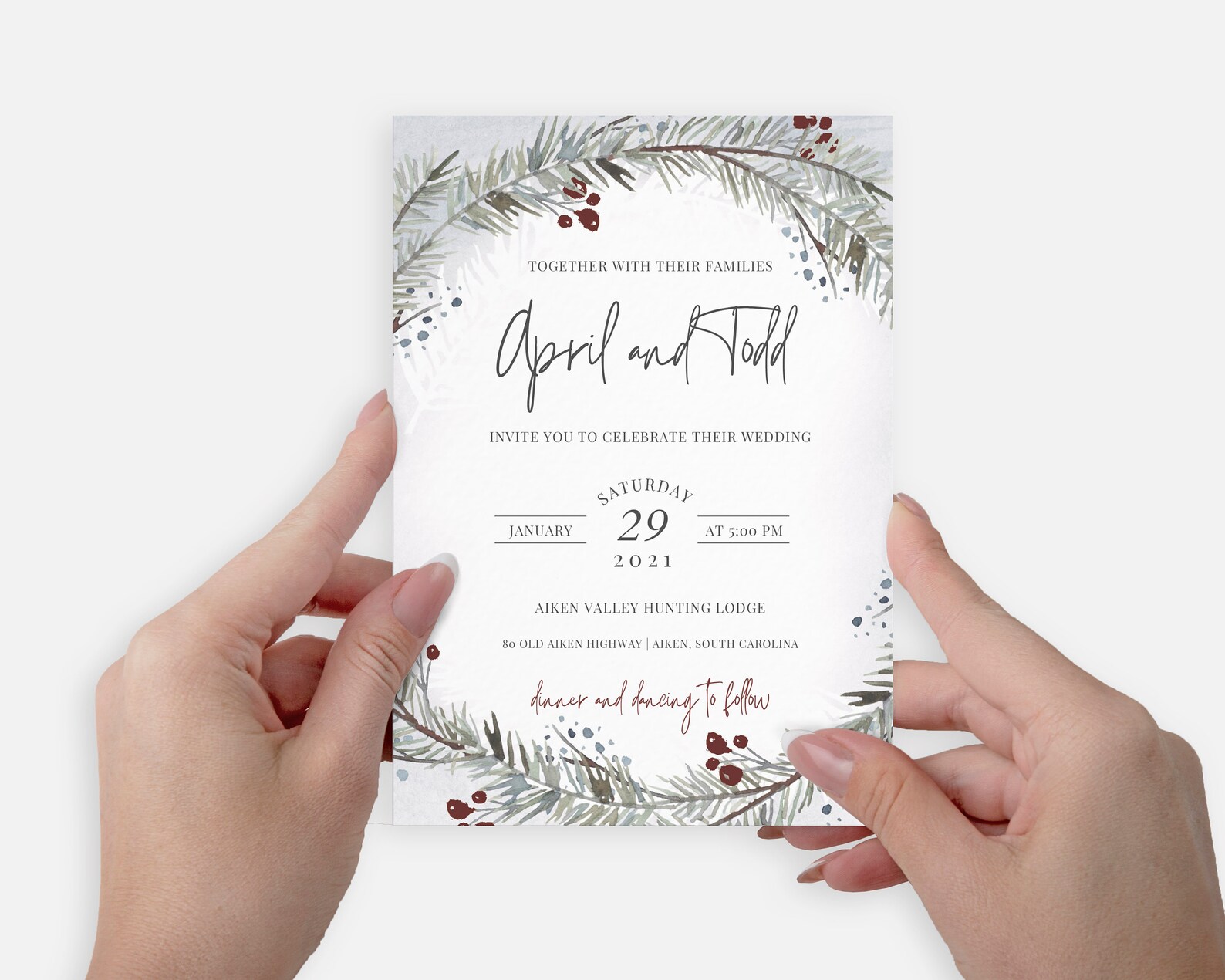 Winter Wedding Invitation Template, Printable, DIY Template APRIL - Etsy