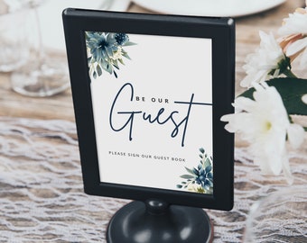 MADALYN – Navy Wedding Guest Book Sign, DIY Printable Download