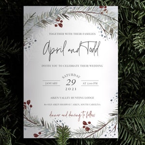 Winter Wedding Invitation Template, Printable, DIY Template APRIL - Etsy