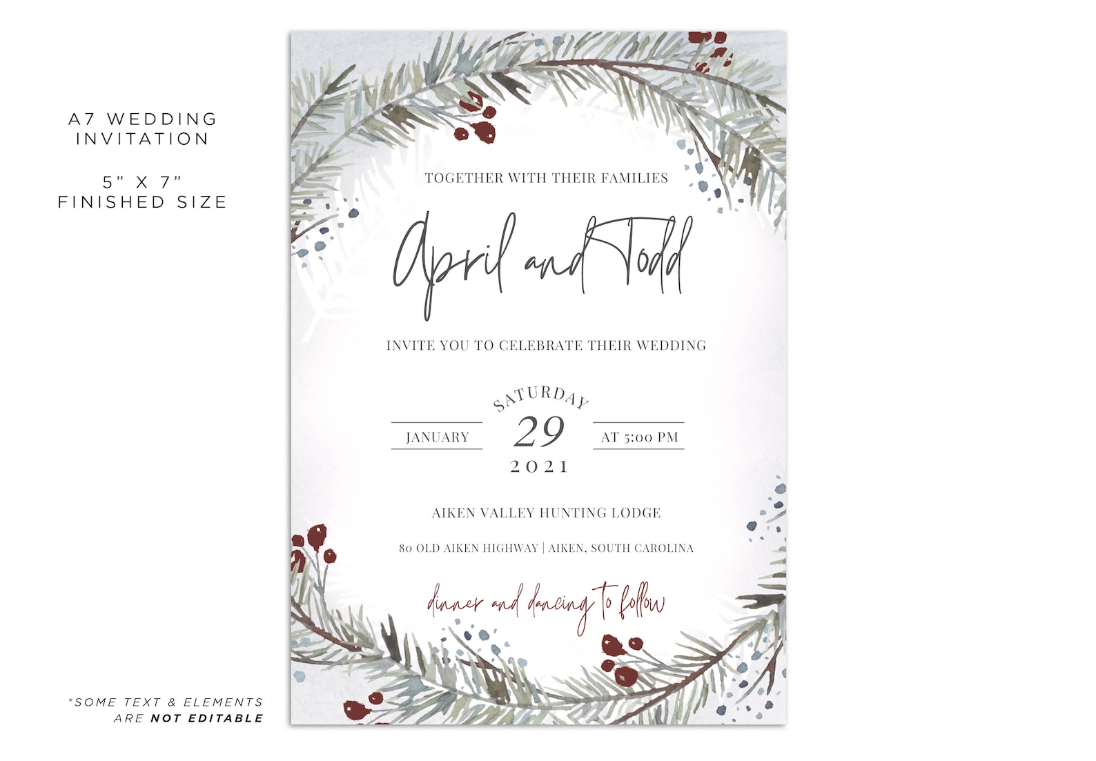 Winter Wedding Invitation Template, Printable, DIY Template APRIL - Etsy