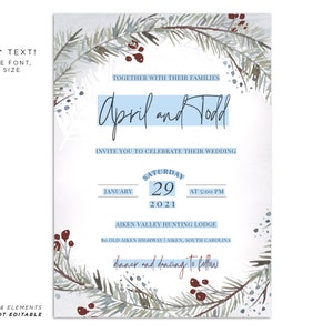 Winter Wedding Invitation Template, Printable, DIY Template APRIL - Etsy
