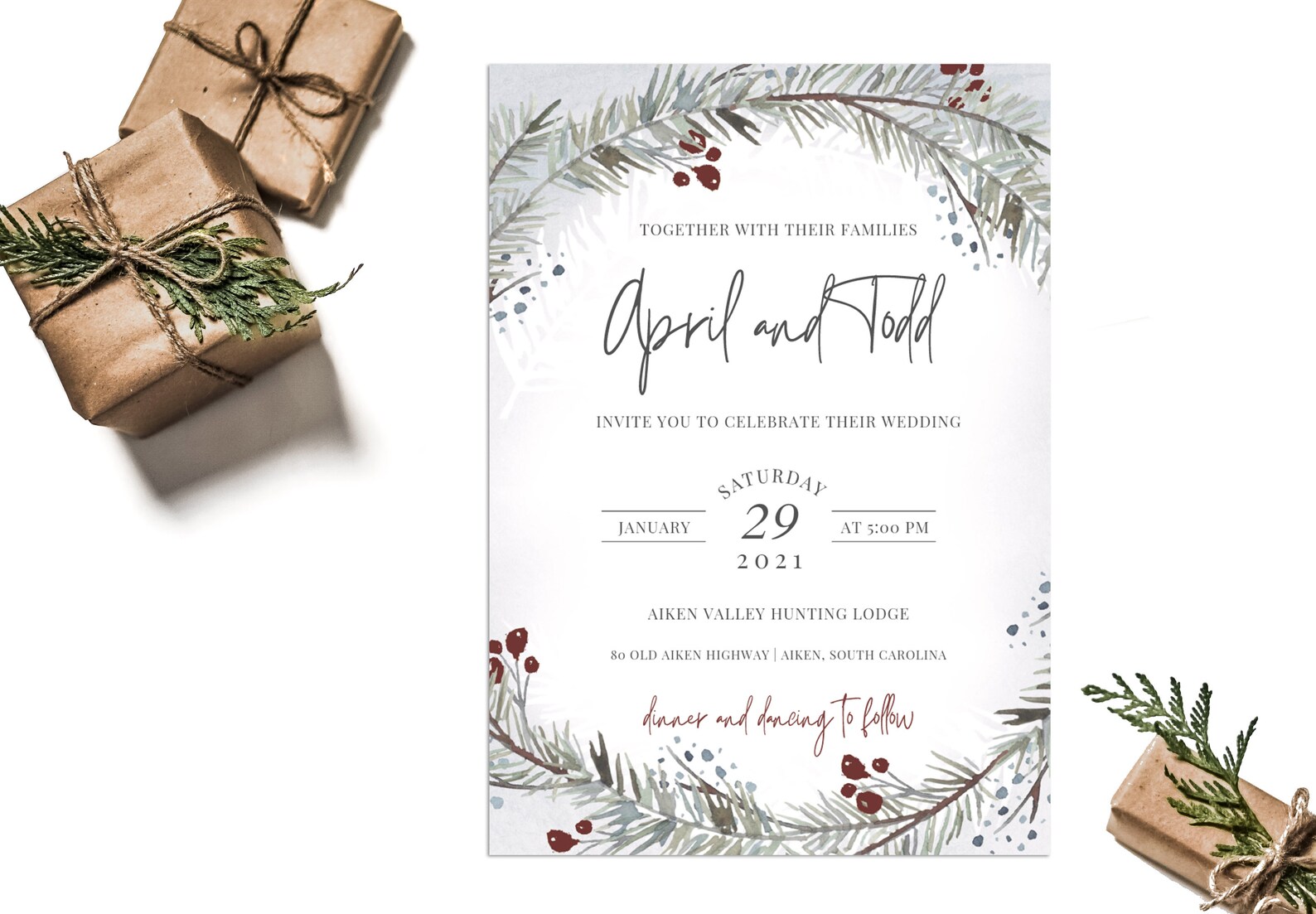 Winter Wedding Invitation Template, Printable, DIY Template APRIL - Etsy