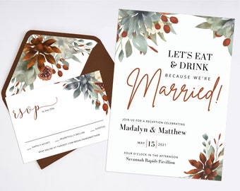 MADALYN – Fall Wedding Euro Flap Envelope Liner, Watercolor, Printable