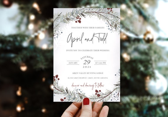 Winter Wedding Invitation Template Printable DIY Template - Etsy