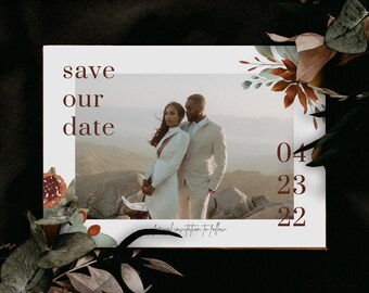 Autumn Floral Save the Date Template – Editable Fall Wedding Invitation (Digital Download) Madalyn Fall