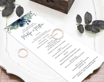 Wedding Ceremony Program Template – Watercolor Florals & Greenery (Digital Download) – MADALYN SPRING
