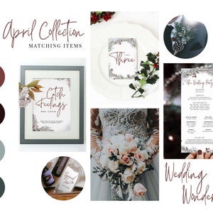 APRIL Winter Wedding Invitation Bundle, Christmas Wedding Invitation Template Set, Watercolor Printable image 10