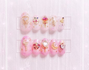 Sailor Moon Yume Kawaii Japanese charm 3D nail art anime character press on nails