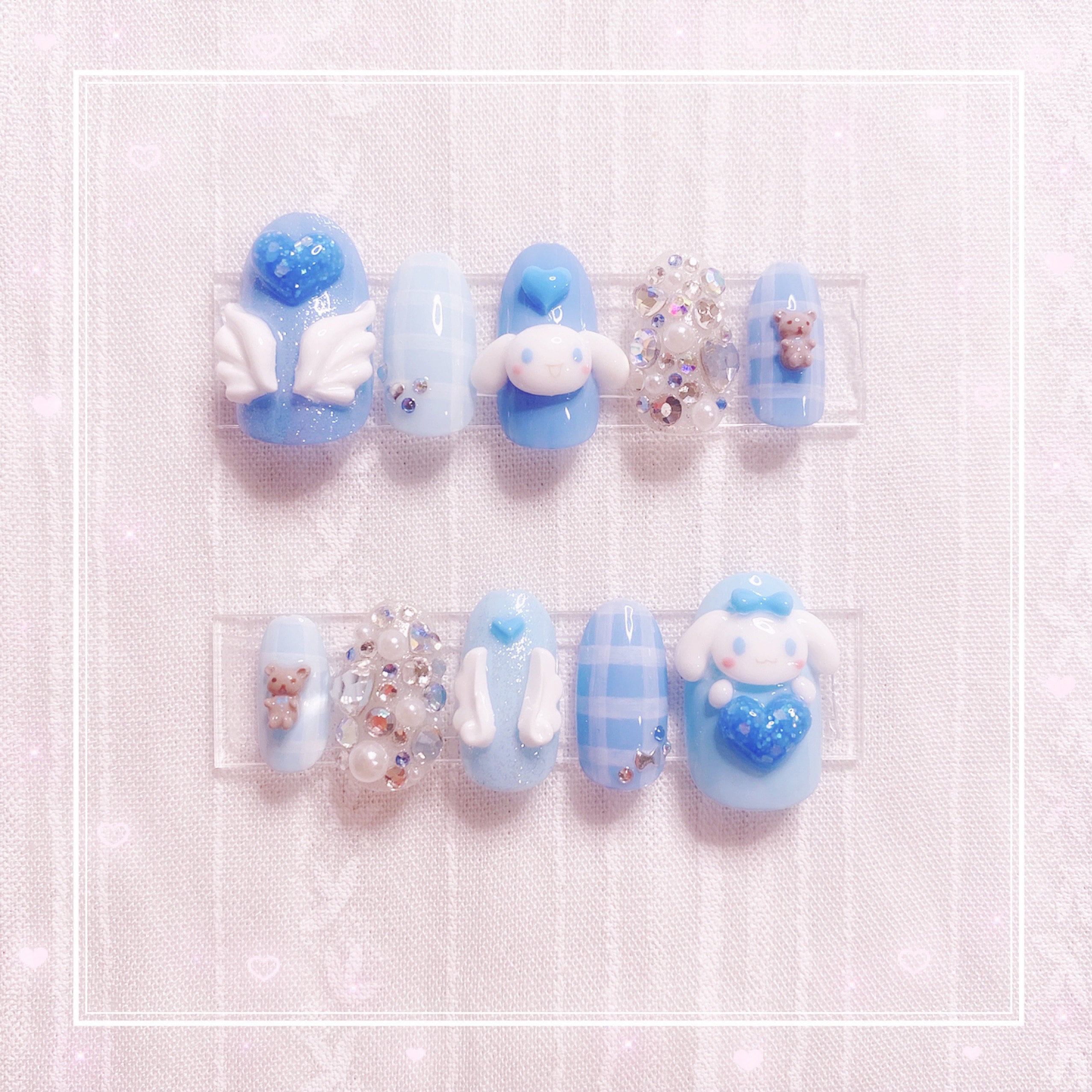 Sanrio Cinnamoroll and kuma-chan Japanese 3D nail art kawaii | Etsy