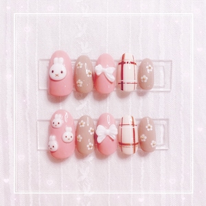 yume kawaii bunny Japanese 3D nail art jfashion press on nail tips