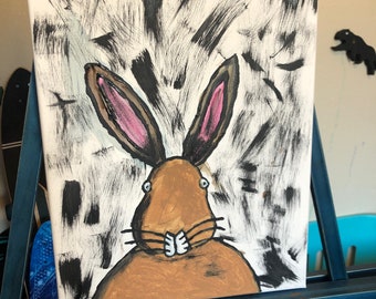 Silly Bunny Acrylic Painting