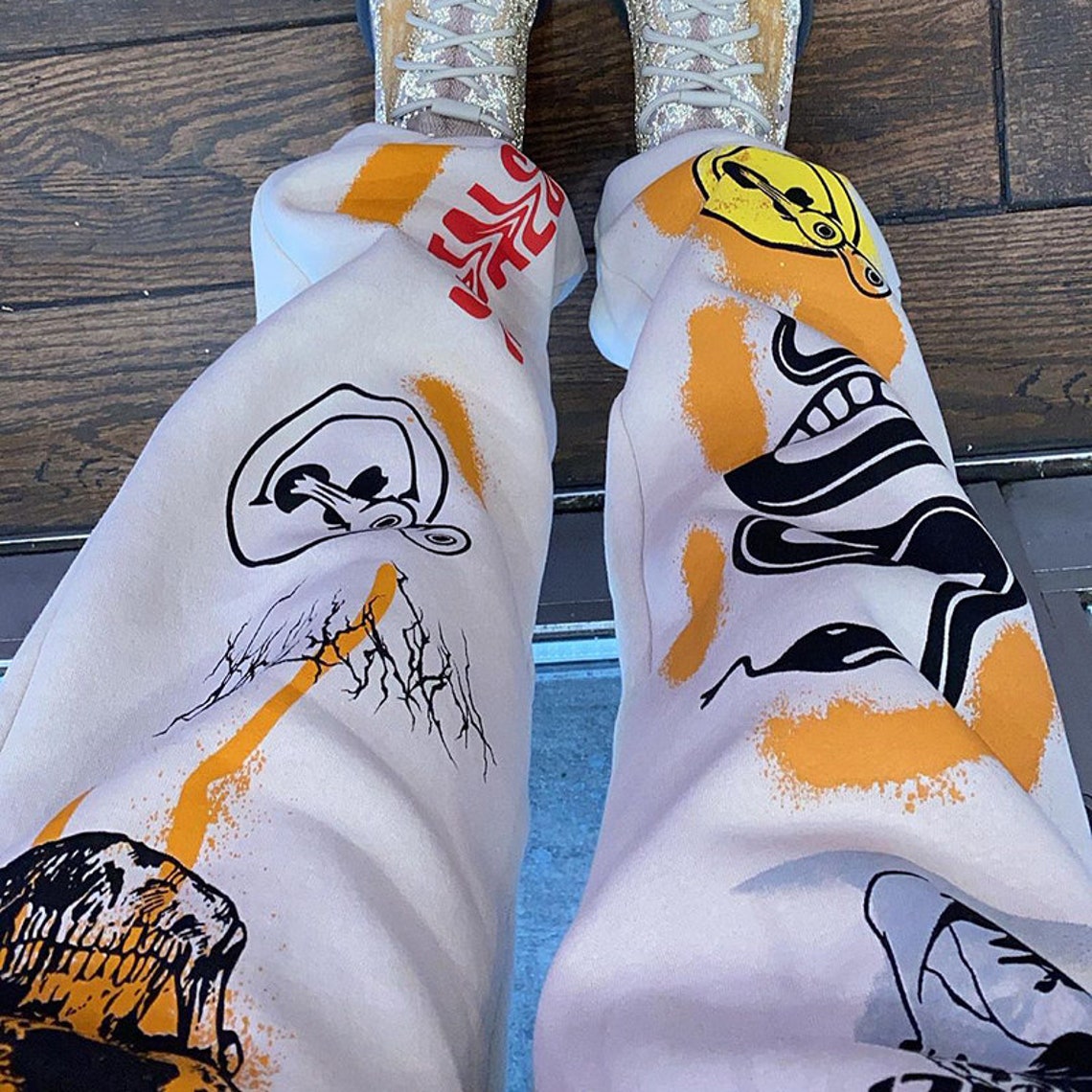 not your angel graffiti print joggers